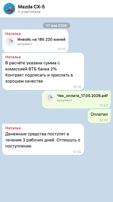 Оплата инвойса через ВТБ
